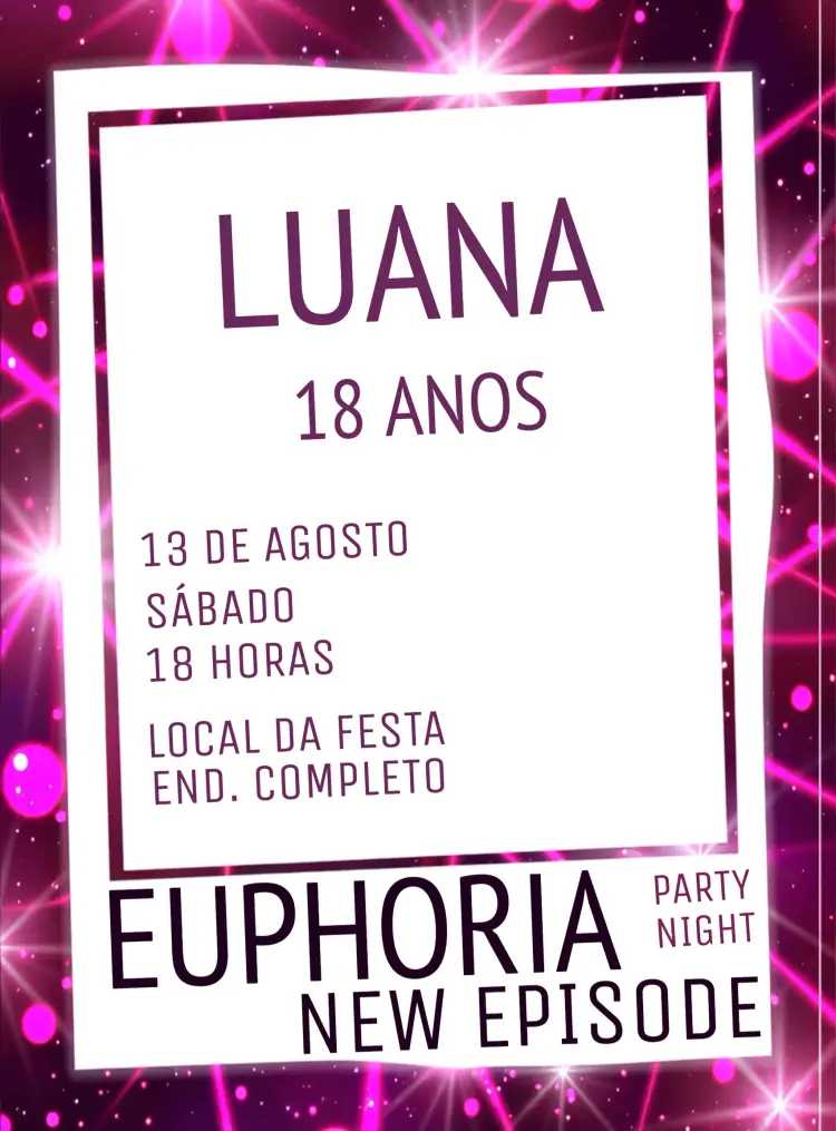 Convite Euphoria Roxo Branco