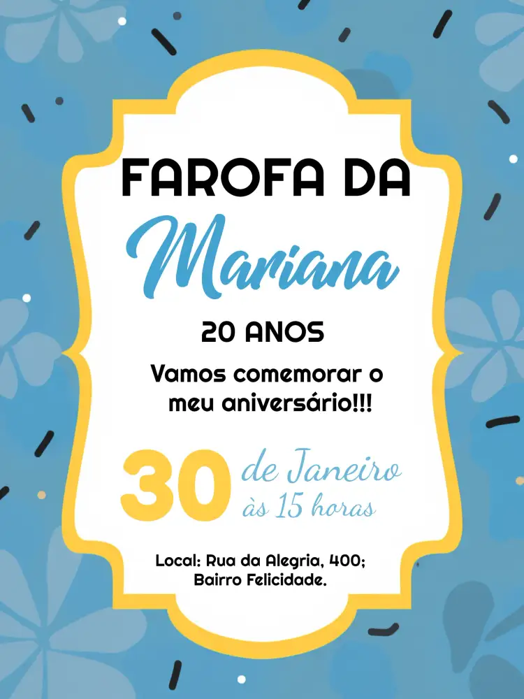 Convite Farofa Drinks – tema Chá de Panela colorido, abstrato, verão, tropical, divertido, moderno