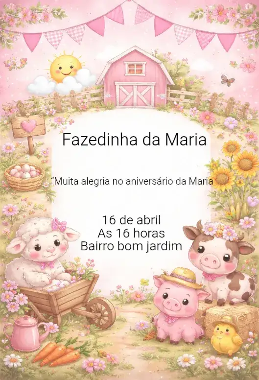 Convite Fazedinha – tema Aniversário Infantil colorido, lúdico, divertido, temático, alegre, inspirado na infância