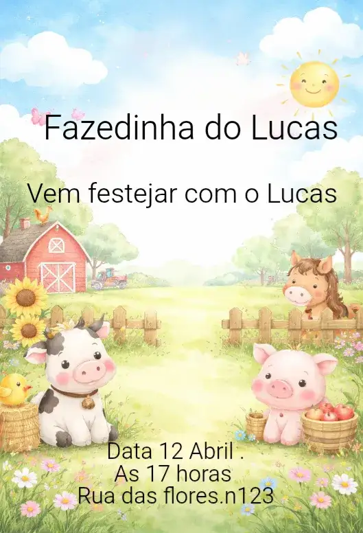 Convite Fazedinha – tema Aniversário Infantil colorido, lúdico, divertido, infantil, festivo