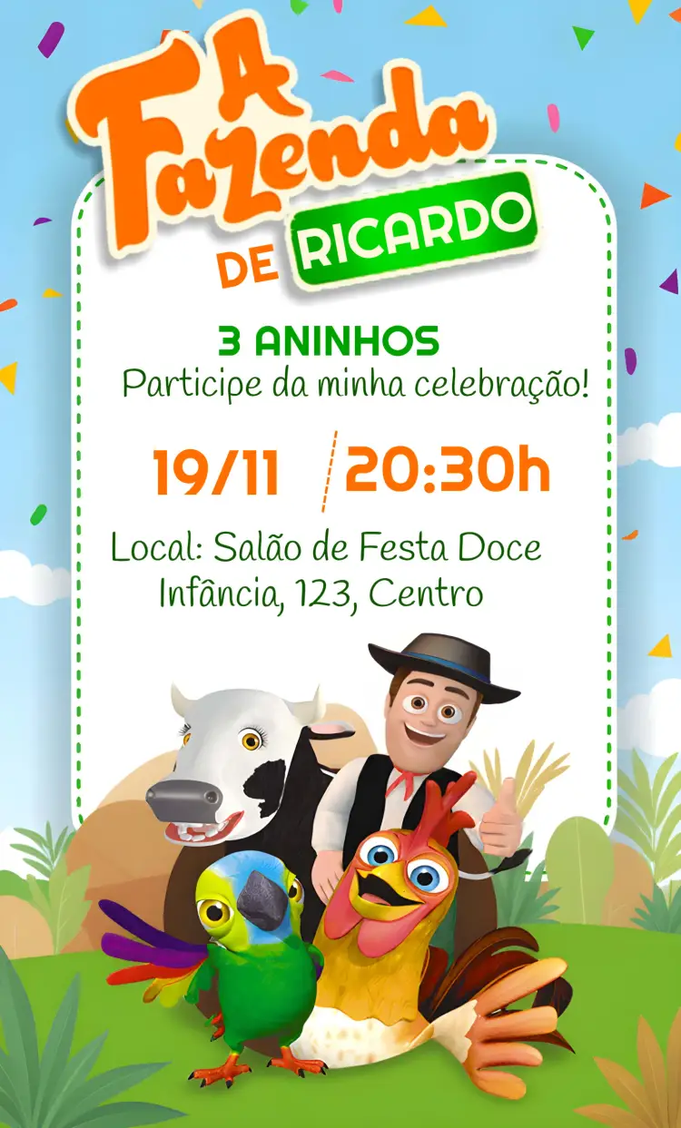 Convite Fazenda Do Zenon Infantil