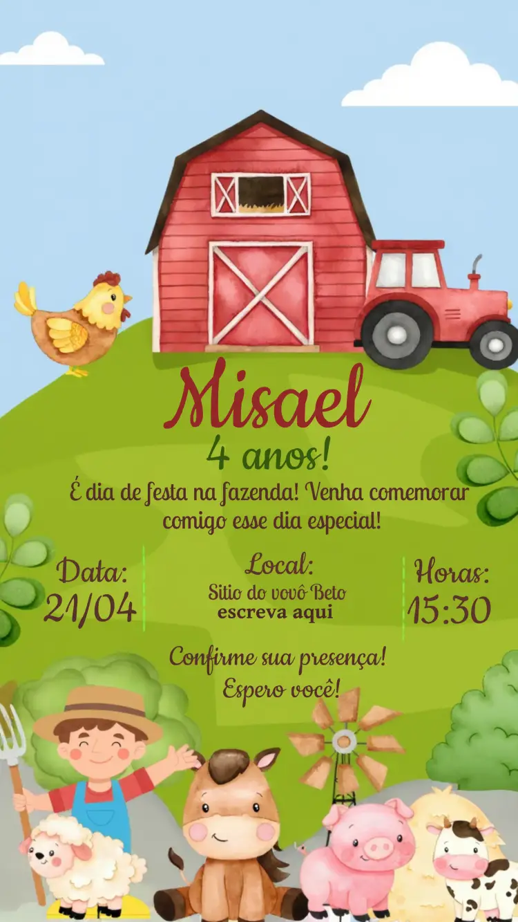 Convite Fazendinha Fazenda