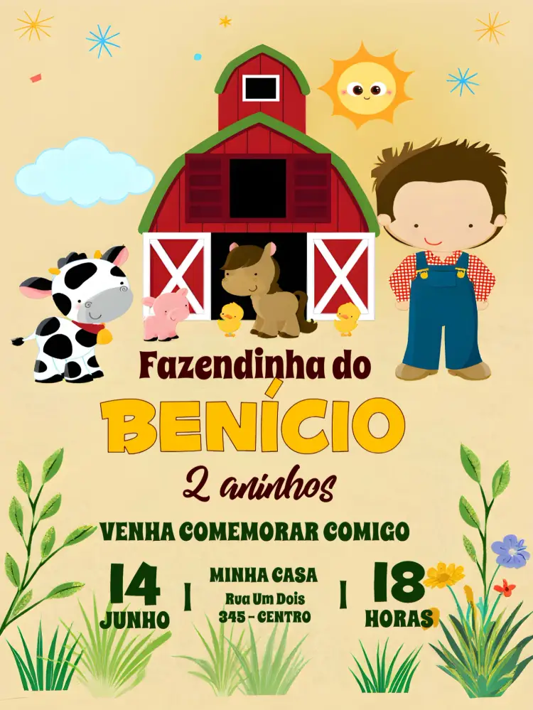 Convite Fazendinha Fazendeiro
