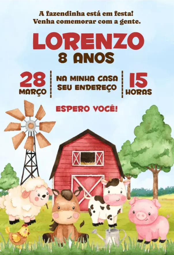 Convite Fazendinha Menino 1