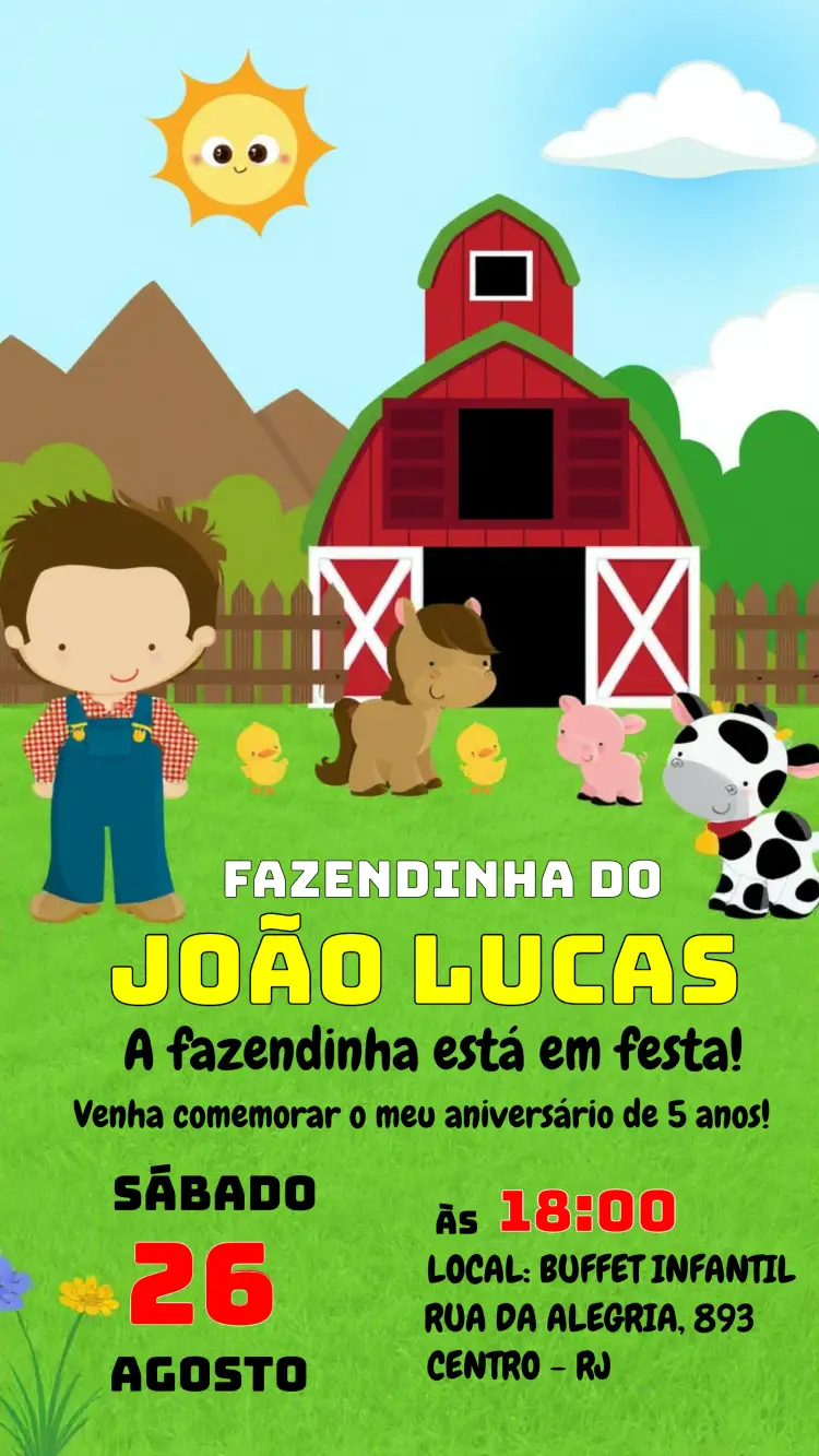 Convite Fazendinha Menino