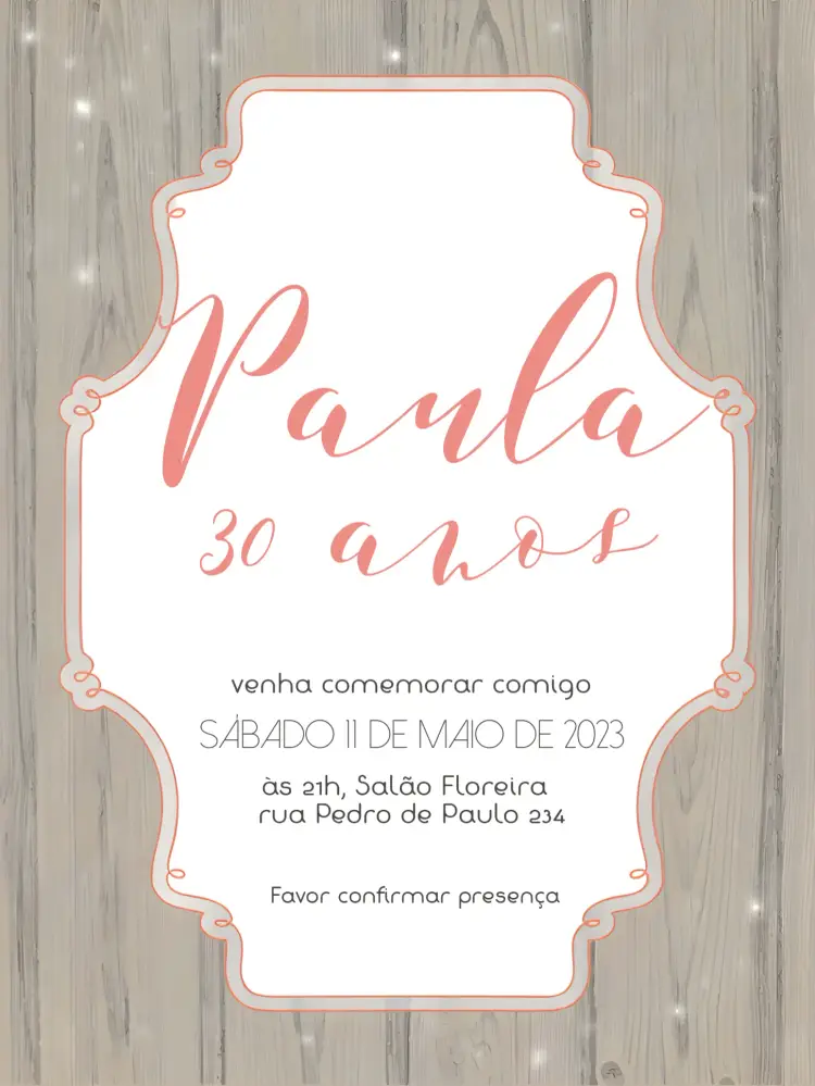 Convite Feminino 30 Anos Tifany