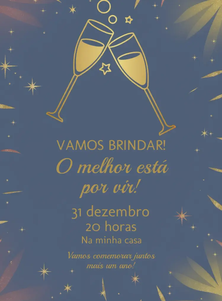 Convite Festa Ano Novo Azul