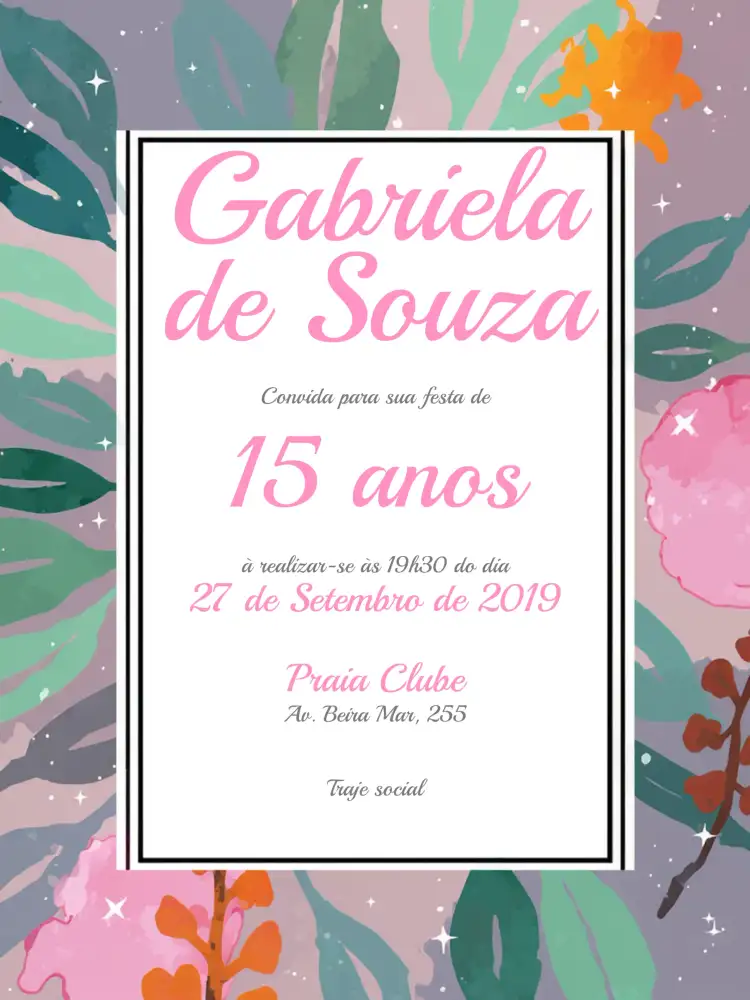 Festa De 15 Anos No Jardim Em Aquarela Praiano