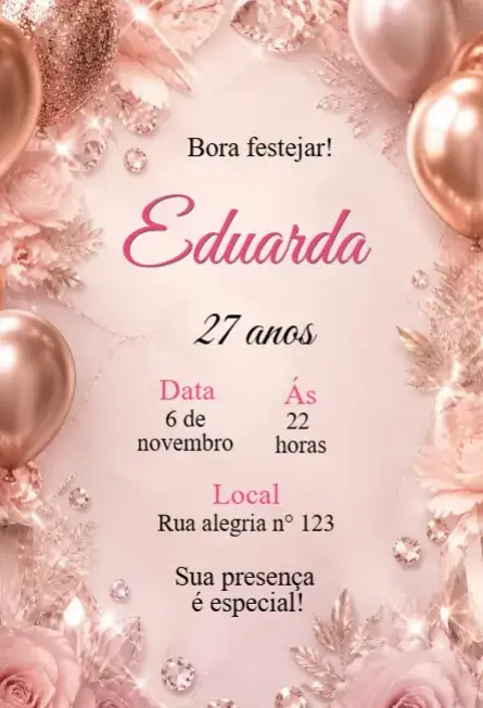 Convite Festa de Aniversário Adulto – tema Aniversário moderno, elegante, minimalista, colorido, vintage