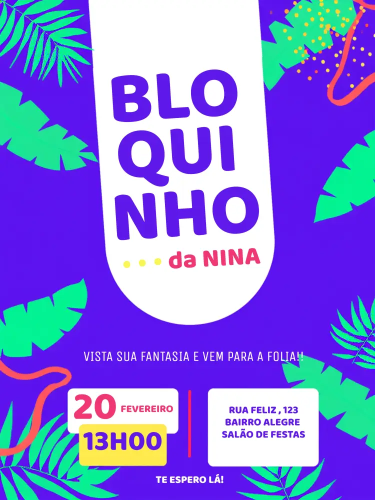 Convite Festa De Carnaval Bloco