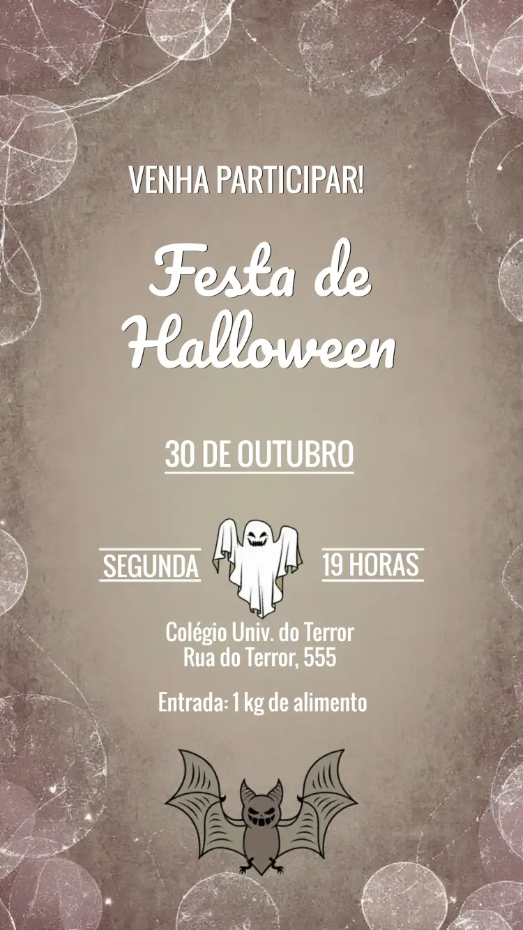 Convite Festa De Halloween Cinza