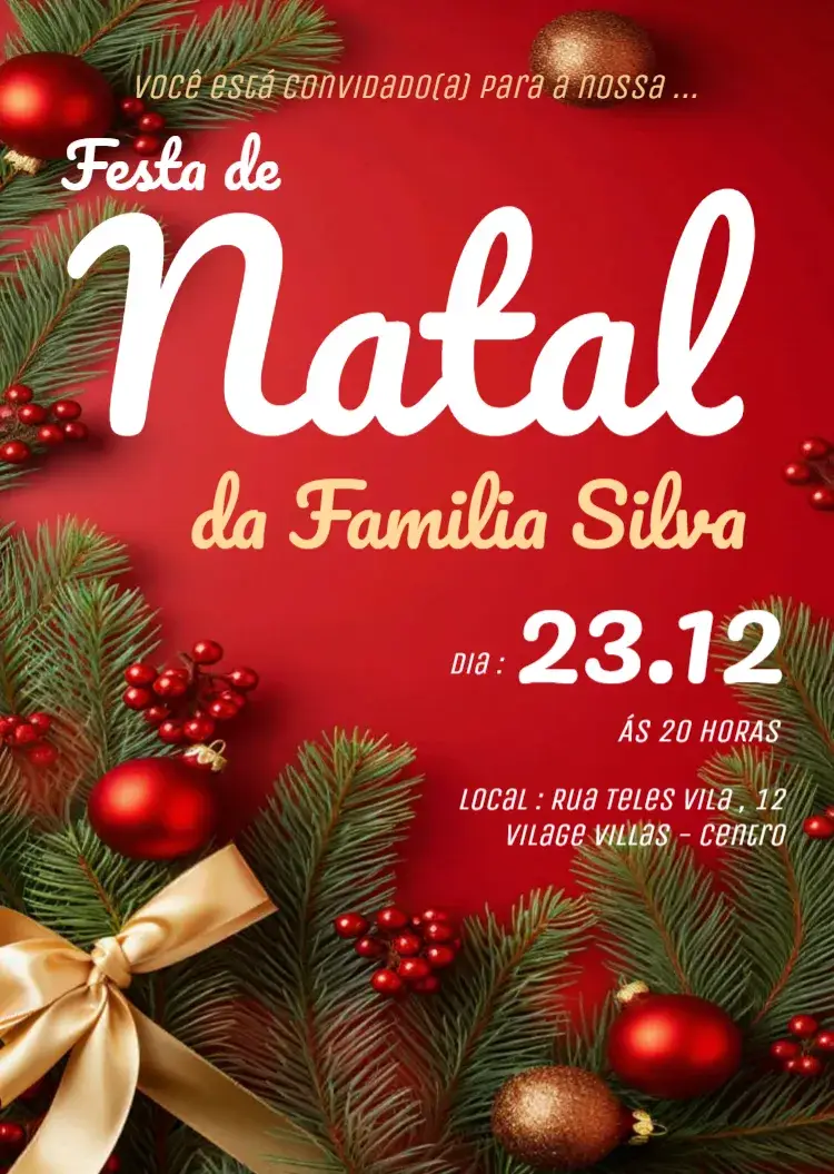 Convite Festa De Natal Branco