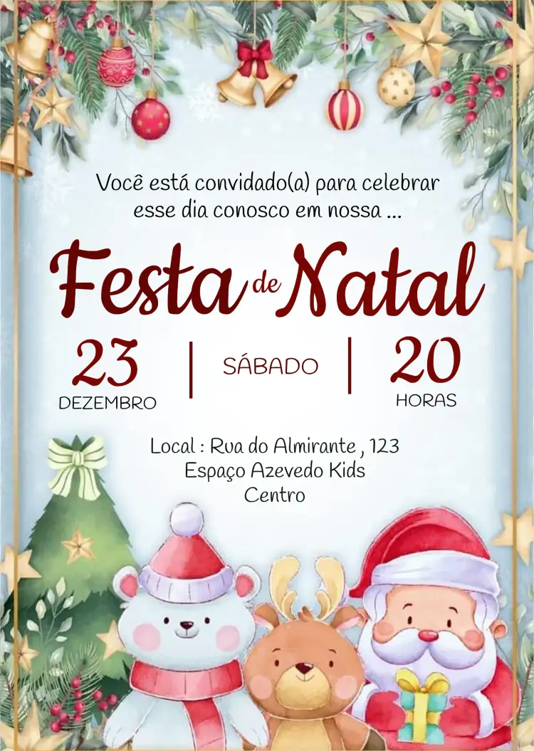 Convite Festa De Natal Colorido