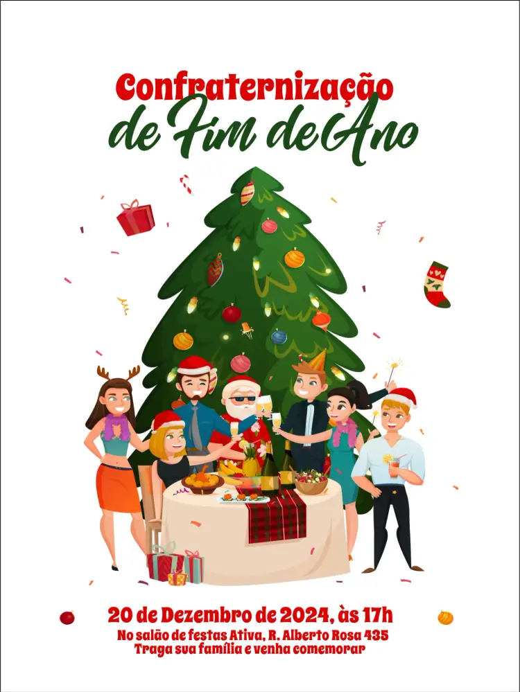 Convite Festa De Natal Da Empresa Novo – tema Datas Comemorativas clássico, festivo, vibrante, moderno, elegante