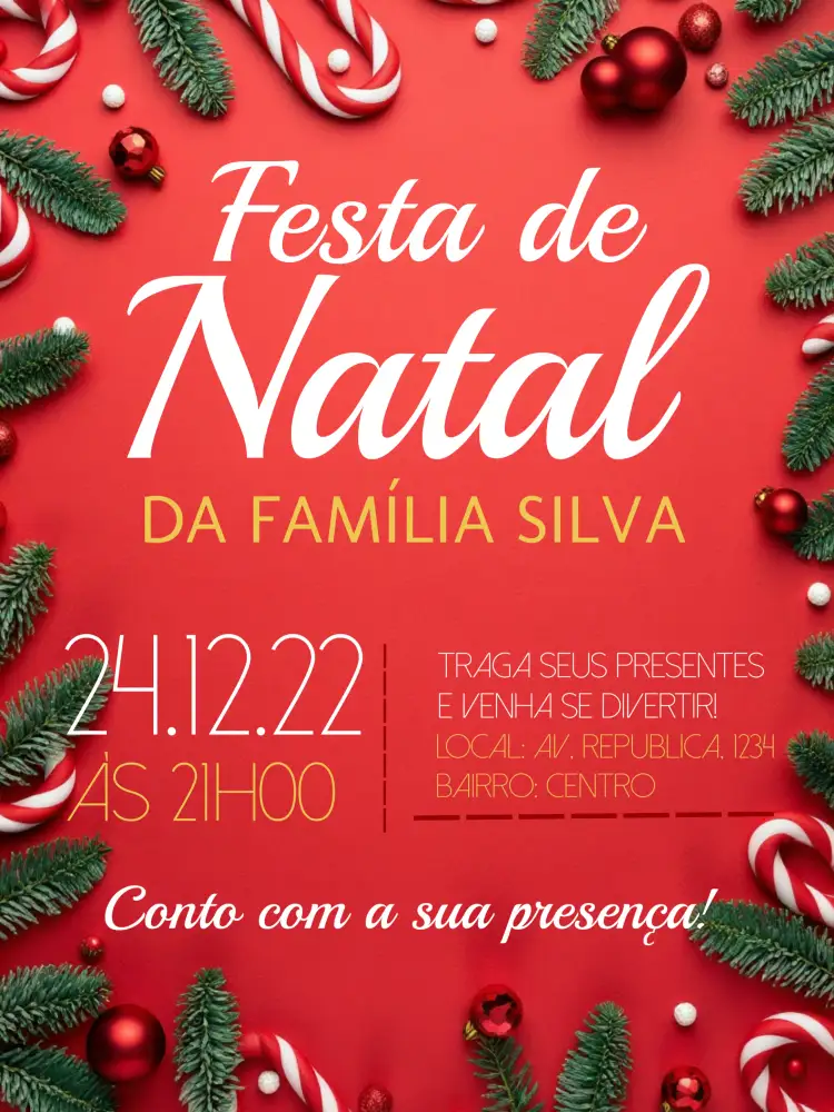 Convite Festa De Natal Verde – tema Datas Comemorativas verde e branco, minimalista, festivo, moderno, tropical, clássico
