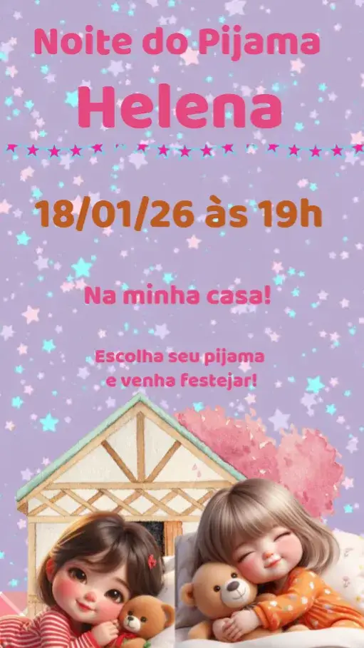 Convite Festa do Pijama – tema Aniversário colorido, divertido, lúdico, infantil, moderno, ilustrações de pijamas