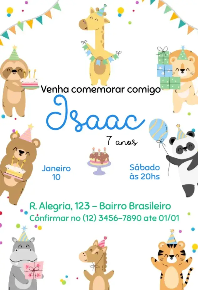Convite Festa dos animais