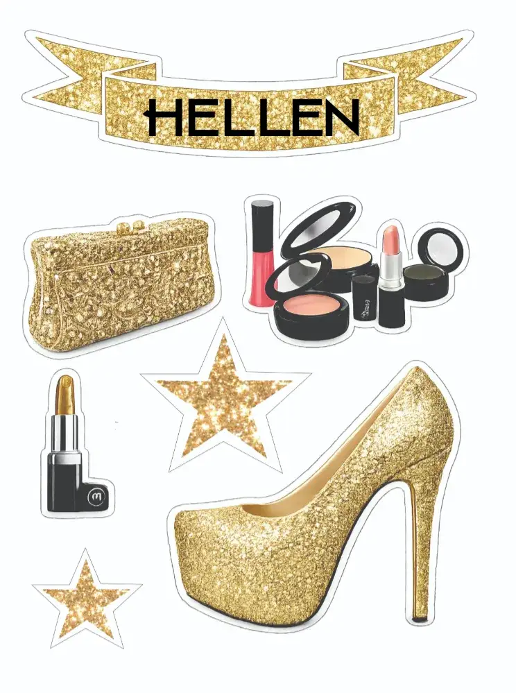 Convite Festa Fashion Dourado – tema Topo de bolo dourado, minimalista, moderno, fashionista, glamouroso, elegante