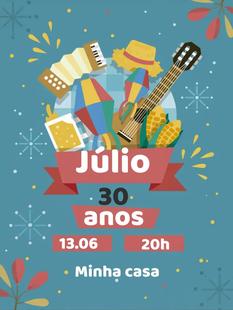 Convite Festa Junina Arraiá Bandeirinha – tema Datas Comemorativas colorido, tradicional, vintage, festivo, rústico