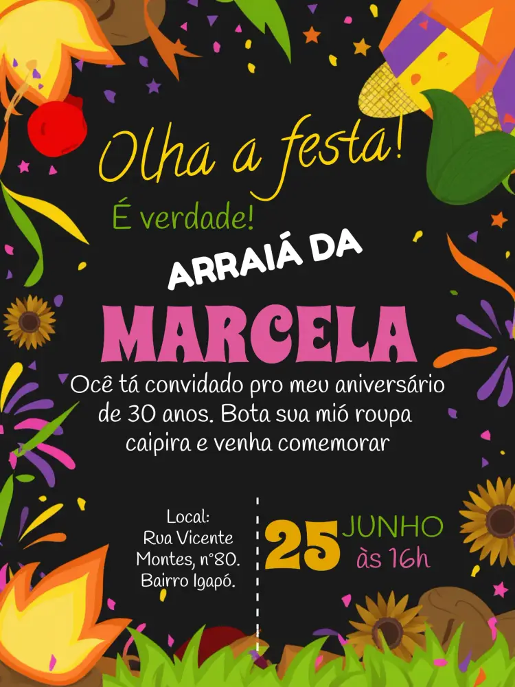 Convite Festa Junina Arraiá Correio