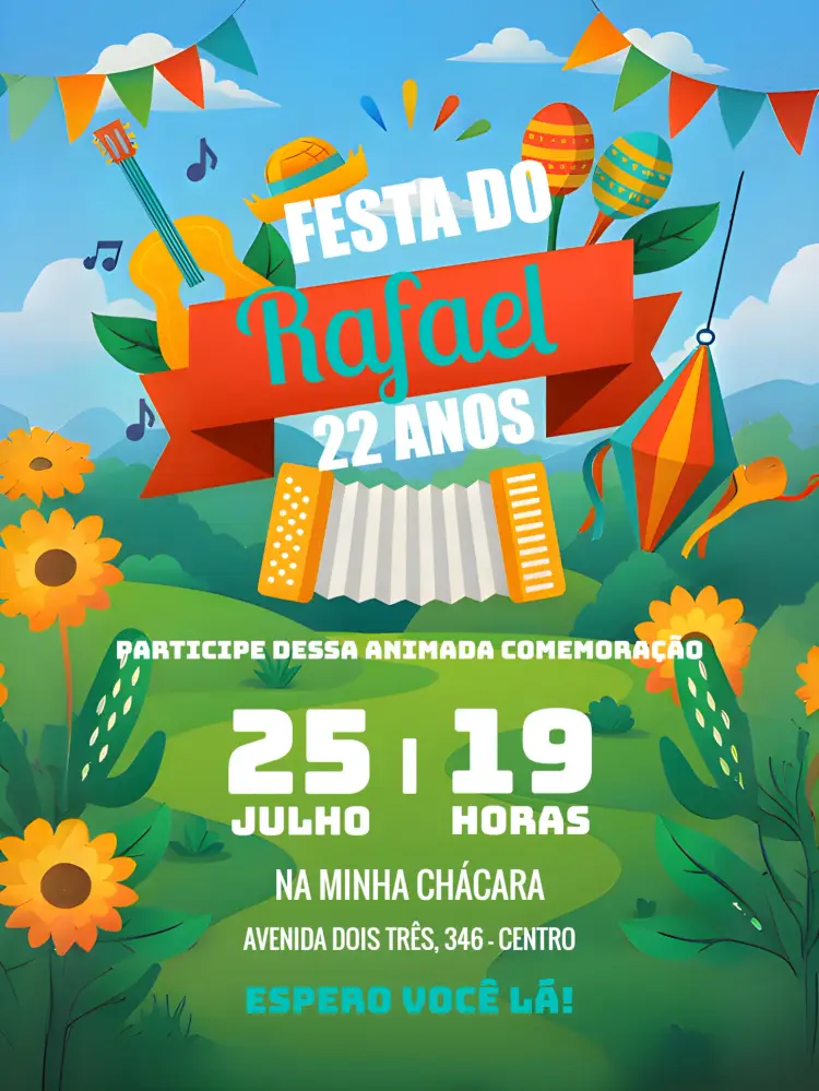 Convite Festa Junina Arraiá Menina