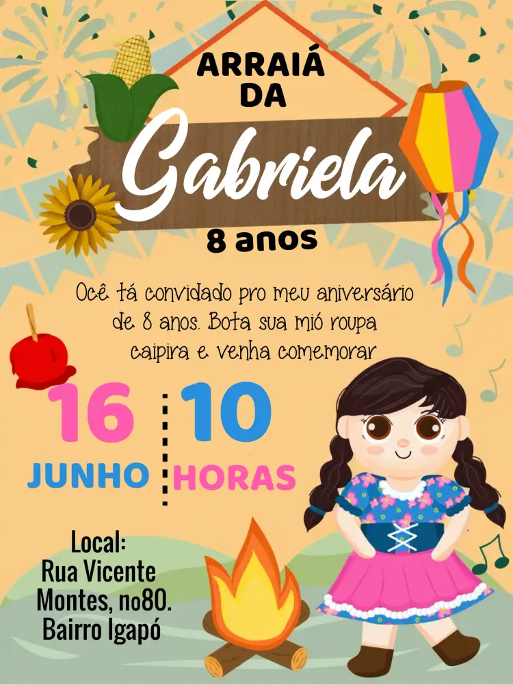 Convite Festa Junina Arraiá Milho