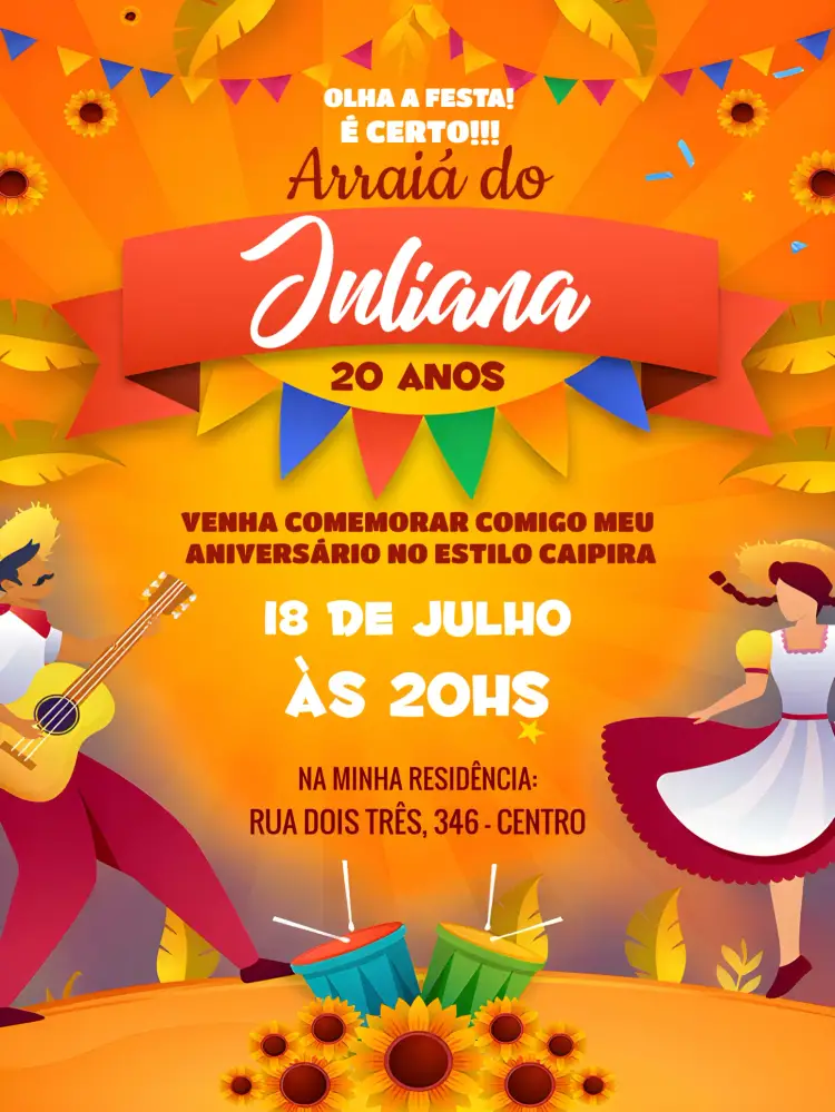 Convite Festa Junina Arraiá Quadrilha