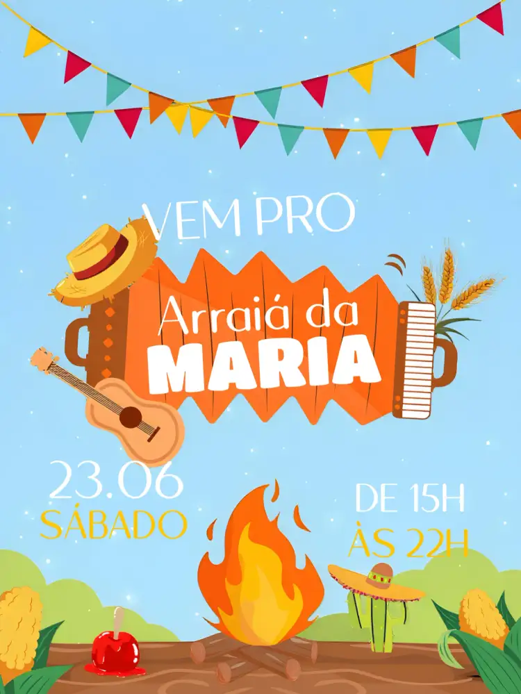 Convite Festa Junina João – tema Datas Comemorativas colorido, festivo, tradicional, vintage, rústico
