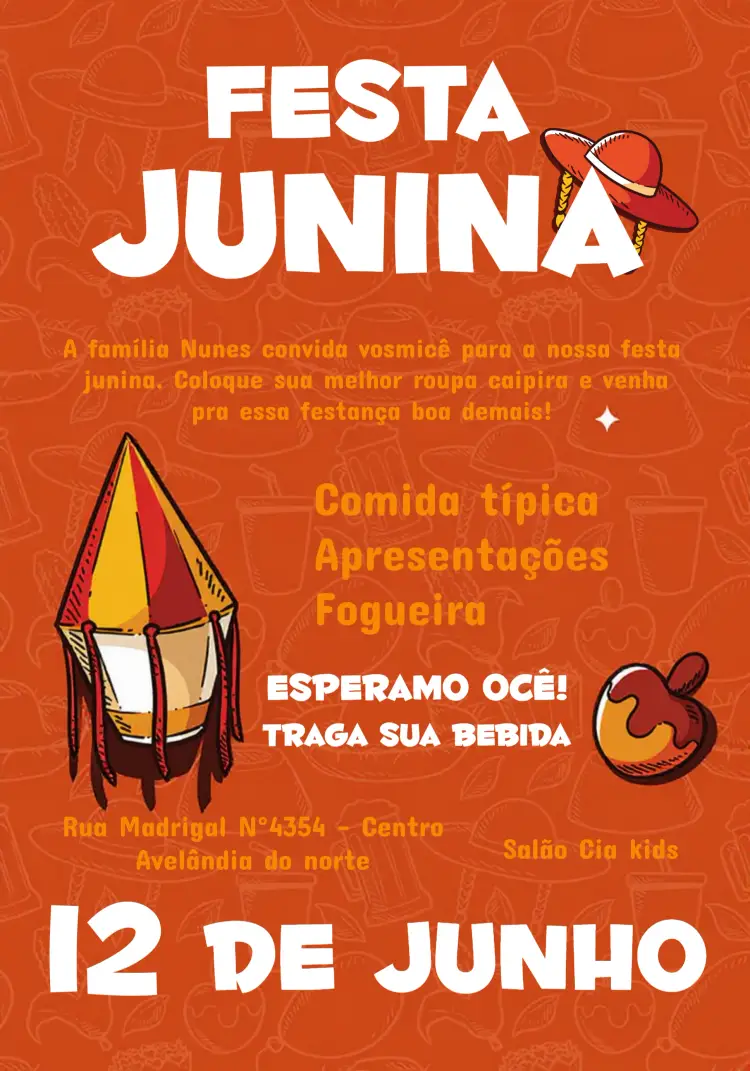 Convite Festa Junina Palha
