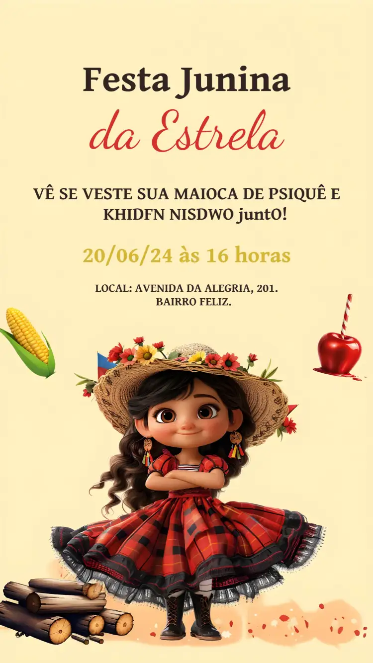 Convite Festa Junina São – tema Datas Comemorativas colorido, tradicional, vintage, festivo, rústico