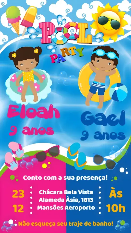 Convite Festa na Piscina