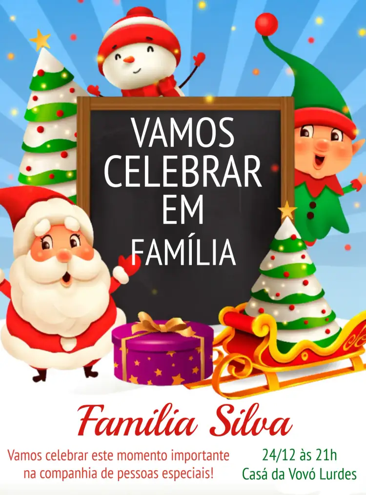 Convite Festa Natal Em Família Noel