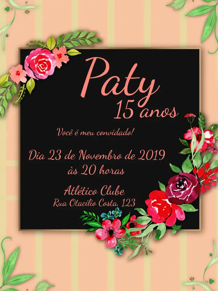 Convite Floral 15 Anos Coquetel