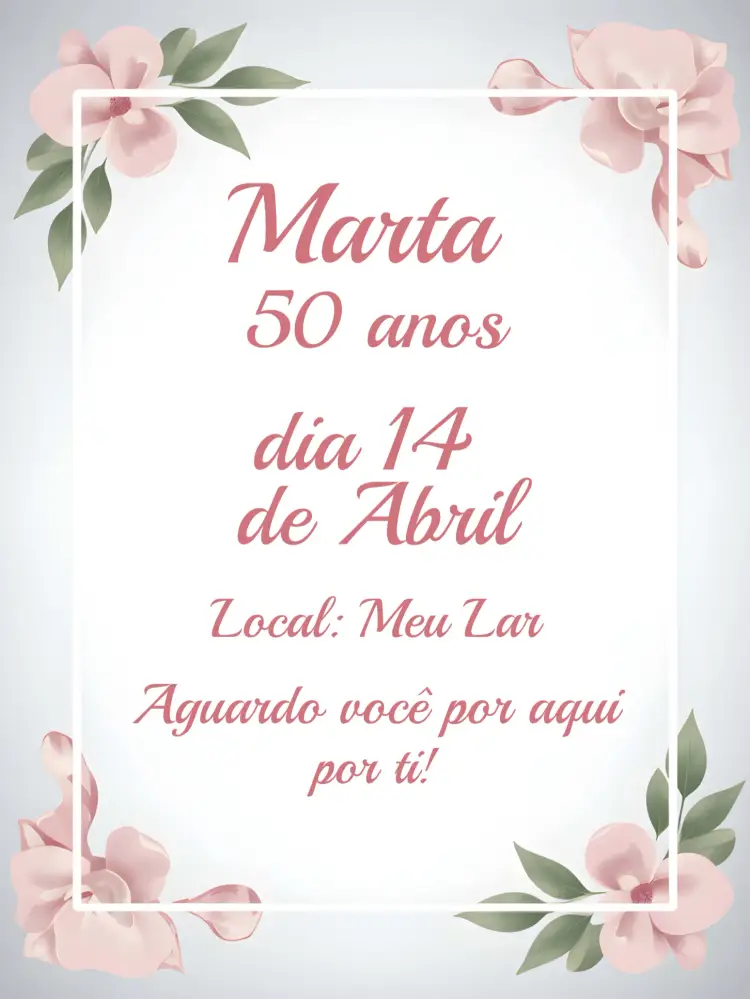 Convite Floral - 50 Anos Elegante