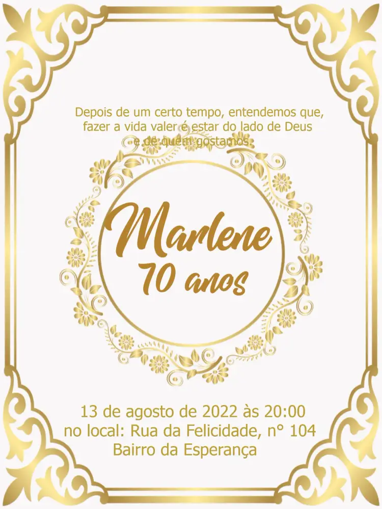 Convite Floral 70 Anos Branco