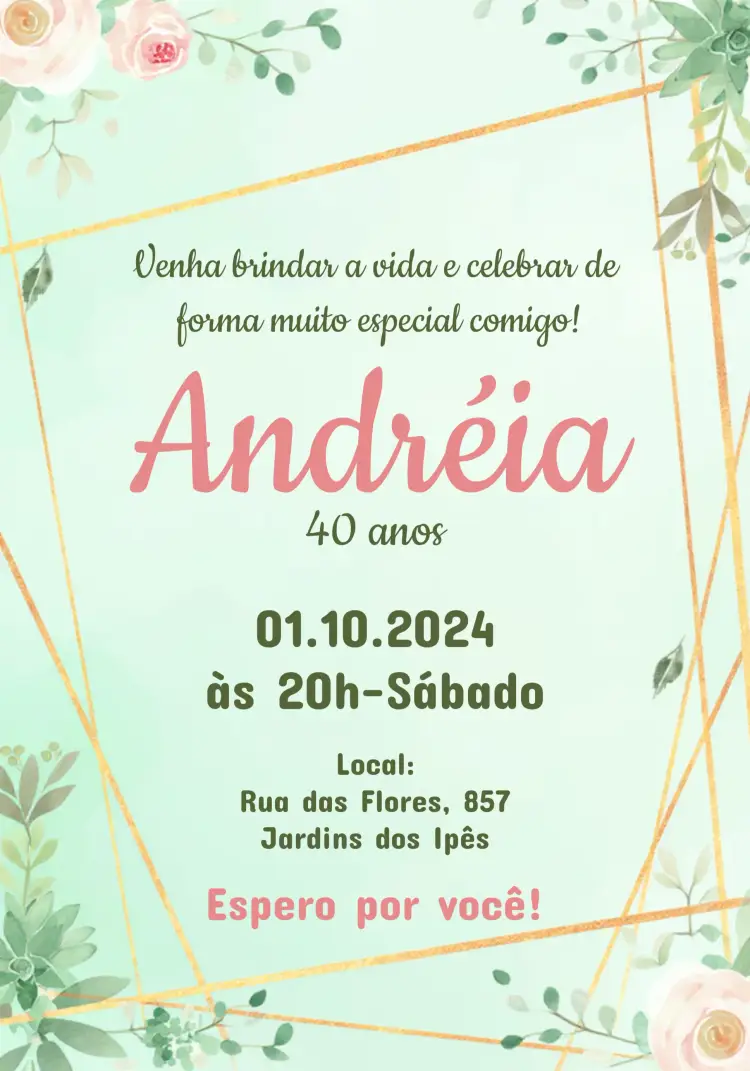 Convite Floral Anos