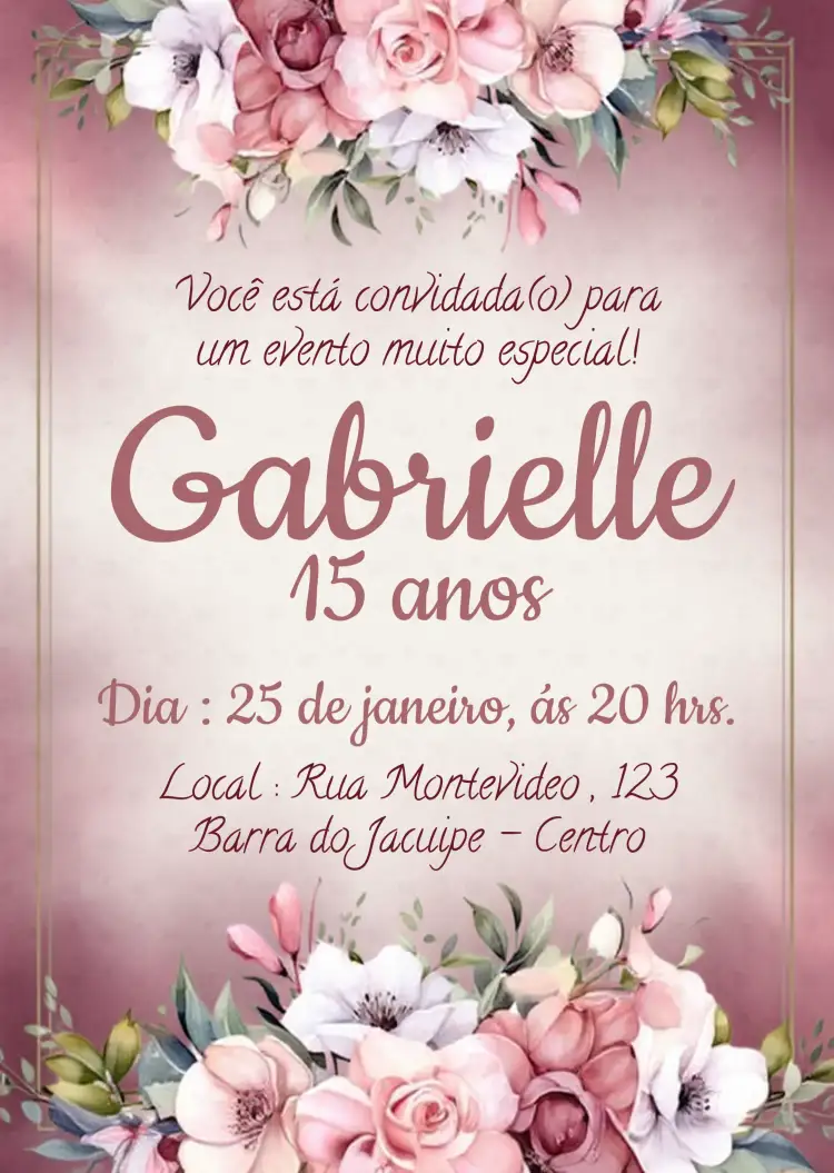Convite Floral Colorido – tema Aniversário Infantil floral, colorido, delicado, moderno, infantil