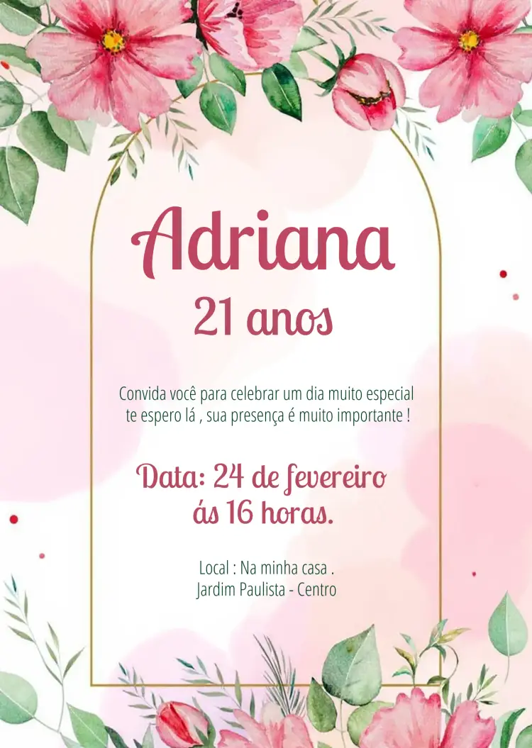 Convite Floral Feminino