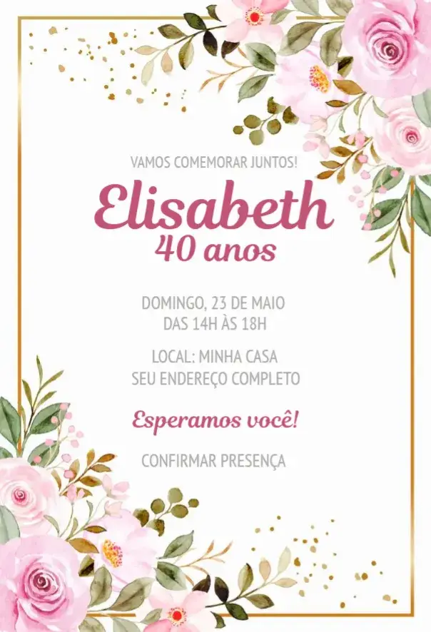 Convite Floral rosa 1