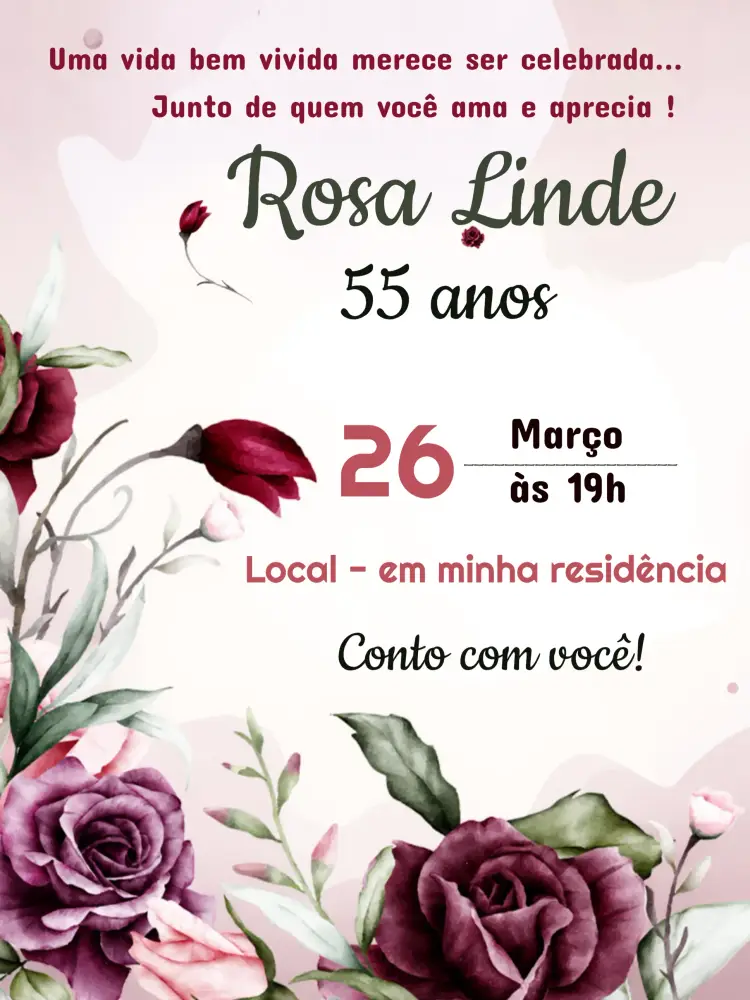 Convite Floral Vinho