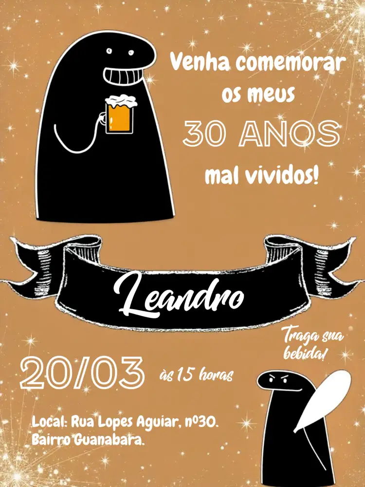 Convite Flork Bentô Iu – tema Mais pesquisados chalkboard, moderno, divertido, preto e branco, gastronômico