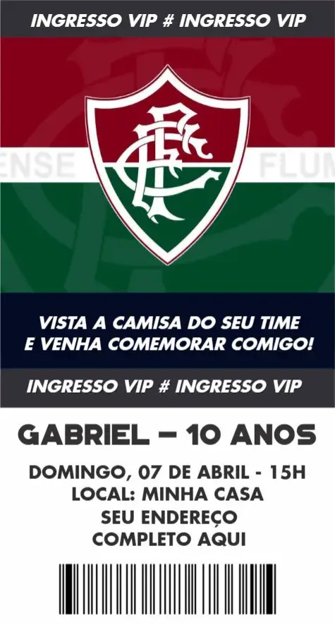 Convite Fluminense ingresso