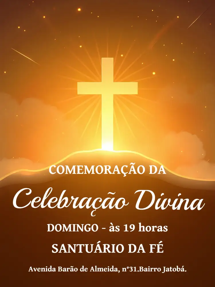 Convite Folheto Para Santa Missa Igreja Digital – tema Batizado dourado, branco, minimalista, clássico, religioso, elegante