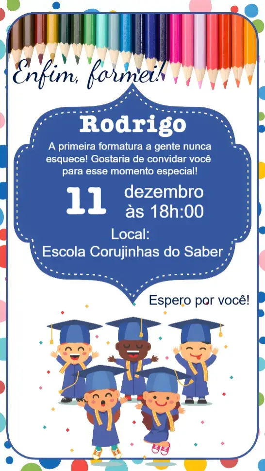 Convite Formatura editável e personalizável
