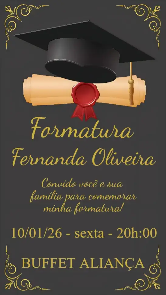 Convite Formatura editável e personalizável