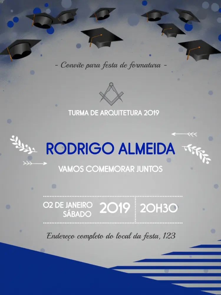 Convite Formatura Arquitetura Cinza