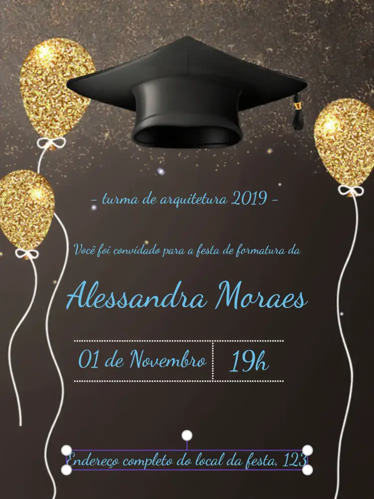 Convite Formatura Azul