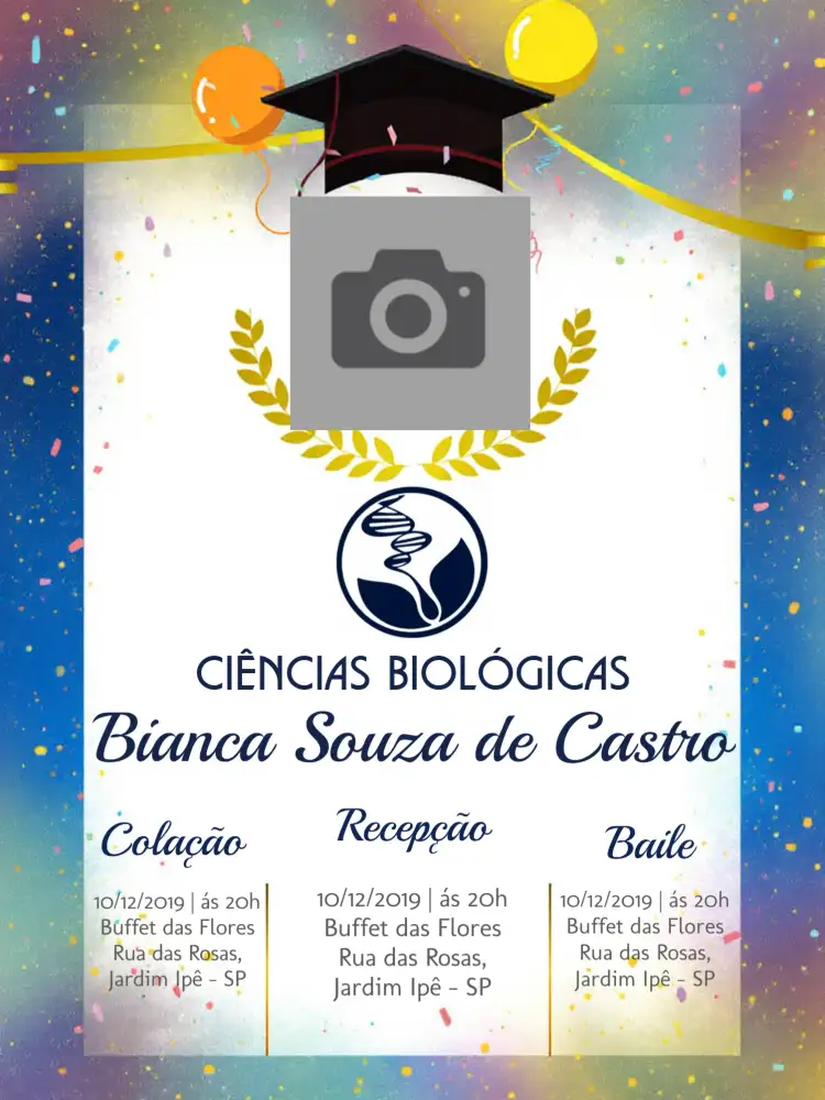 Formatura Ciências Biológicas Com Foto Azul