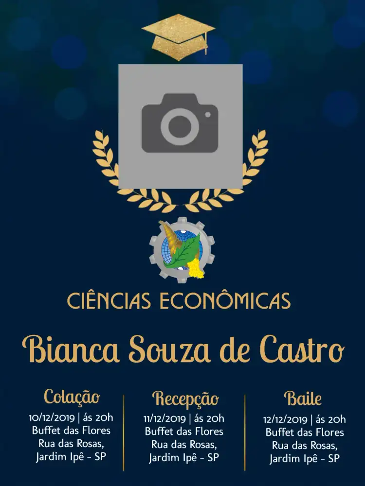 Formatura Ciências Econômicas Com Foto Azul