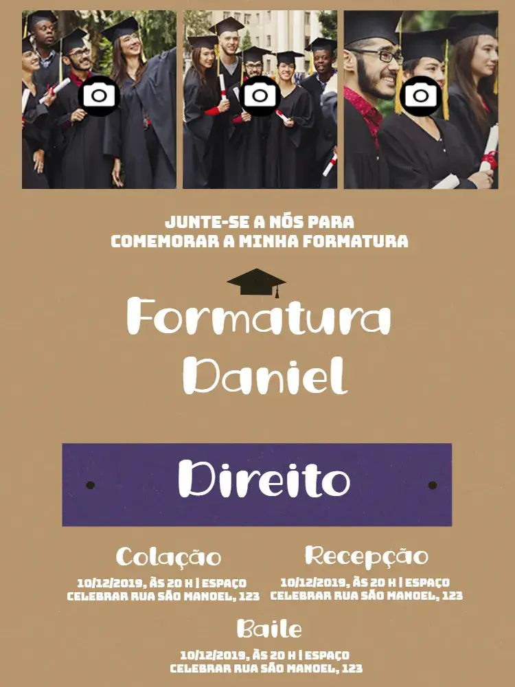 Convite Formatura Com Fotos Escola